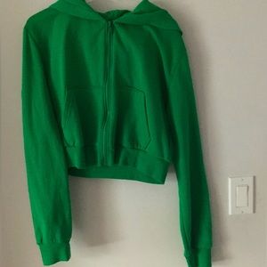 Cropped, bright green zip up